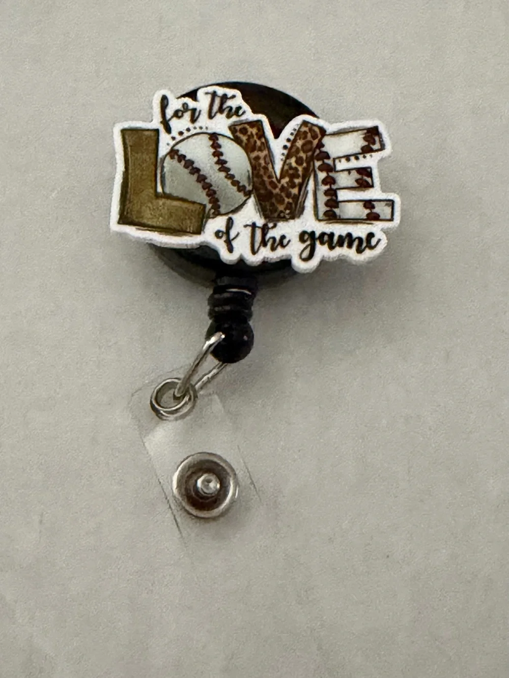 Love of the Game Baseball Badge Reel - Brown & White